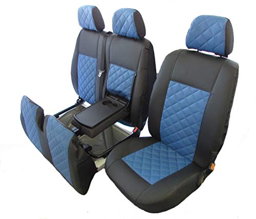 TEXMAR Diseñado para adaptarse a Sprinter 2006 – 2018 Crafter 2006 – 2018 – Fundas de asiento de piel ecológica para conductor izquierdo 2 1 (1 individual 1 doble)