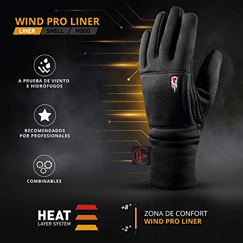 THE HEAT COMPANY – Wind Pro Liner Guantes Resistentes al Viento Guantes tactiles - Mujer y Hombre - Guantes Deporte: Guantes cálidos de Invierno para Ciclismo y Correr