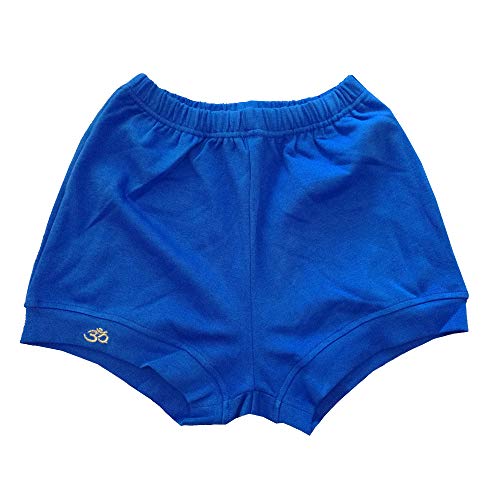 THEECA - Pantalones cortos de algodón elástico suave para mujeres y hombres profesionales Iyengar yoga (azul y S)