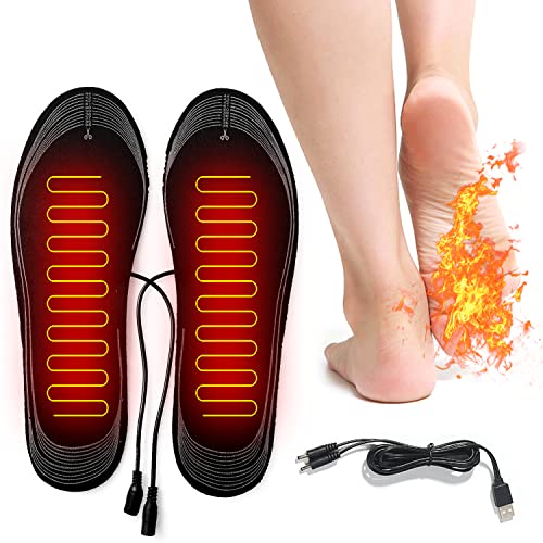 Thnkstaps Insoles Plantillas Calefactables USB, Calentadores de pies,Recargables Calefacción Plantillas Calientes, Cortable Talla 35-44,para Invierno Exterior Caza, Pesca, Senderismo, Camping