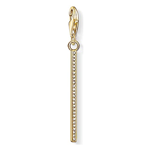 Thomas Sabo - Colgante Charm de Mujer "Barra vertical oro Charm Club", Plata de Ley 925, baño de oro amarillo de 18 quilates