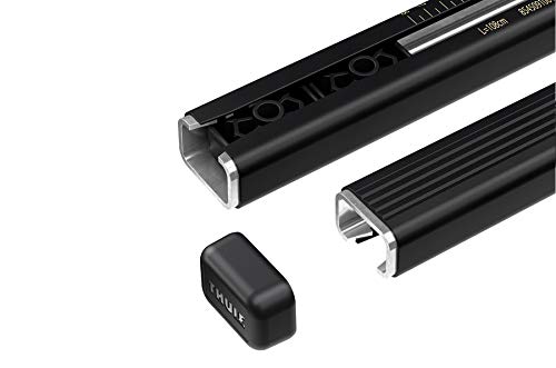 Thule SquareBar Evo 118, Barras de sección cuadrada clásicas con revestimiento de polímero negro. Pack de 2.