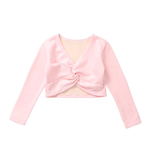 TiaoBug Niñas Chaqueta Deportiva para Danza Ballet Infántil Niñas Cárdigan Envoltura Clásico Elásico Ropa Deportiva Fitness Danza Ballet Gimnasia Rosa D 5-6 años