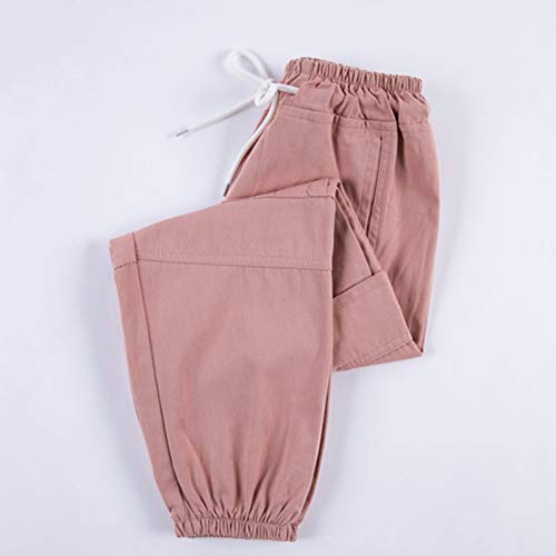 TiaoBug Pantalones Cargos Streetwear Hip Hop Pantalones Largos Cintura Elástica de Moda con Bolsillos para Chica 3-14 Años A-Rosa 9-10 años