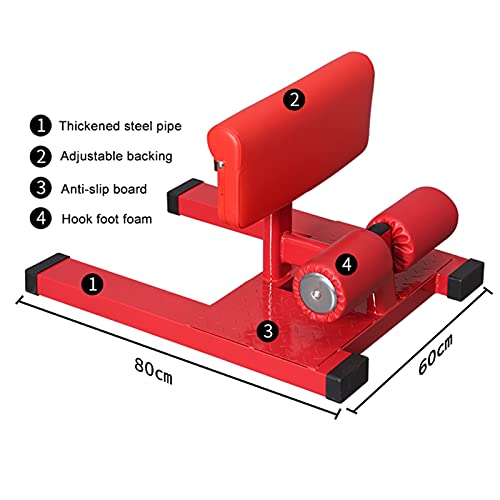 TIM-LI Máquina De Sentadillas, Máquina De Ejercicios para Piernas/Equipo De Fitness Sissy Squat con Espuma Protectora Y Medidas Antideslizantes para El Entrenamiento De Gimnasio En Casa,Rojo