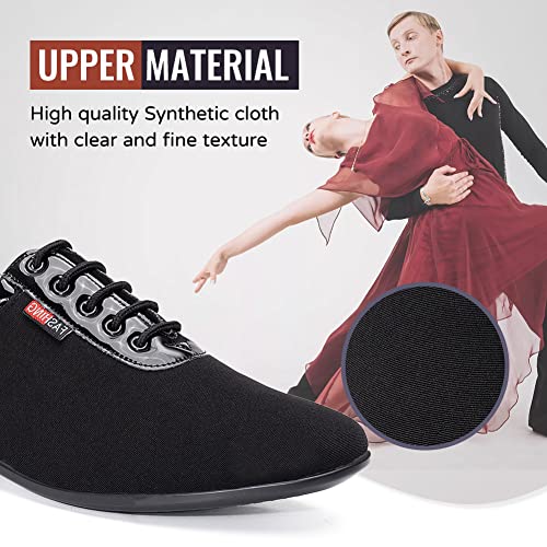 TINRYMX Latinos Zapatos de Baile Hombre de Baile Moderno de tacón bajo Salón de Baile para Tango Calzado de Danza para Hombre,Model-LHD401- Suela de Goma -Negro-2.5CM-43