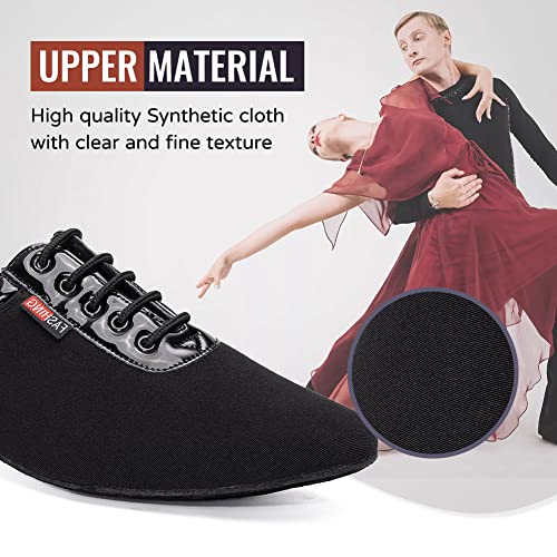 TINRYMX Latinos Zapatos de Baile Hombre de Baile Moderno de tacón bajo Salón de Baile para Tango Calzado de Danza para Hombre,Model-LHD401-Suela de Gamuza -Negro-2.5CM-42