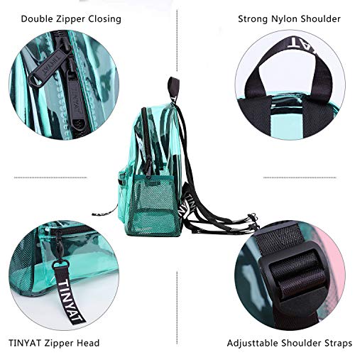 TINYAT Mochila Transparente Multicolor holográfica Super Suave PVC Mochila de Moda para niñas Cena de Compras Unisex Citas, T9051