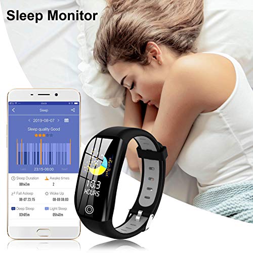 Tipmant Pulsera de Actividad, Reloj Inteligente Smartwatch Impermeable IP68 Pulsera Inteligentes con Pulsómetro Podómetro Calorías Pulsera Deporte para Android y iOS para Hombre Mujer Niños (Negro)