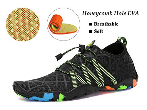 Tmaza Zapatos de Agua Hombre Mujer Secado Rápido Escarpines Piscina Respirable Antideslizante Zapatos de Surf para Buceo,Vela,Natacion Negro Noche 41 EU