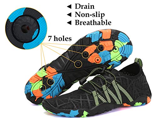 Tmaza Zapatos de Agua Hombre Mujer Secado Rápido Escarpines Piscina Respirable Antideslizante Zapatos de Surf para Buceo,Vela,Natacion Negro Noche 41 EU