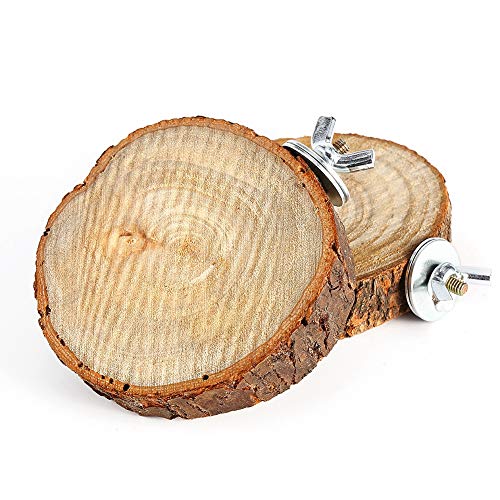 Tnfeeon Perchas de Jaula de pájaros para Mascotas Plataforma de Soporte de Madera Redonda Plataforma de Soporte de Madera Natural para Dormir y Masticar para Periquito