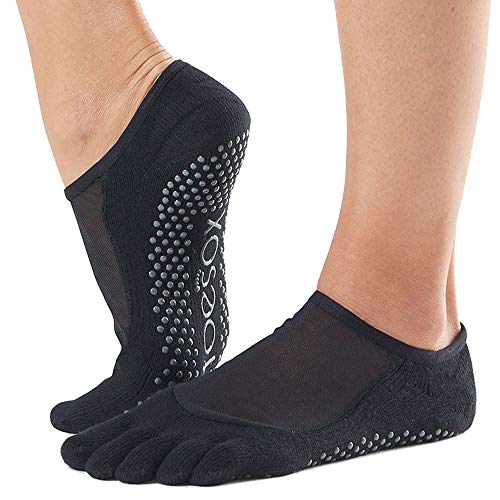 Toesox Full Toe Luna Calcetines de Yoga y Pilates, Unisex, Negro, M