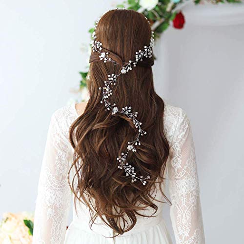 TOKERD 50cm Pelo de Novia - Nupcial Tocado Diademas de Pelo Novia Adornos Accesorios para el Cabello para Boda Fiesta Velada