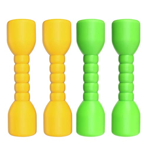 Tomaibaby 2 Pares de Mancuernas de Juguete para Niños Juego de Simulación para Niños Principiantes Entrenamiento de Gimnasio Levantamiento de Pesas Y Levantamiento de Pesas Verde Amarillo