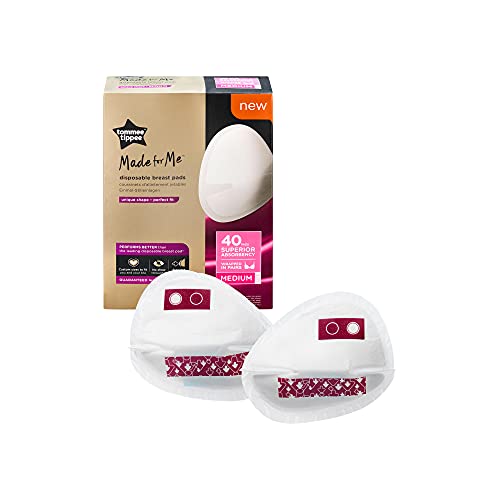 Tommee Tippee Discos de Lactancia Made for Me, Super Absorbentes, Suaves, Desechables y Multicapa, Medianos, Pack de 40