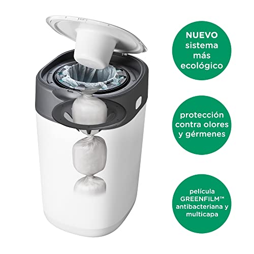 Tommee Tippee Recambios Para Contenedor Para Pañales Avanzado Twist and Click, Película GREENFILM Antibacteriana y Sostenible, Pack de 18