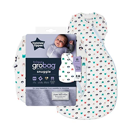 Tommee Tippee The Original Grobag Saco De Transición Snuggle Para Bebés, Tejido Suave Rico En Algodón, 0-4 Meses, 1,0 Tog, Cat And Mouse, color Blanco, Azul, Verde, Rosa, 224 g