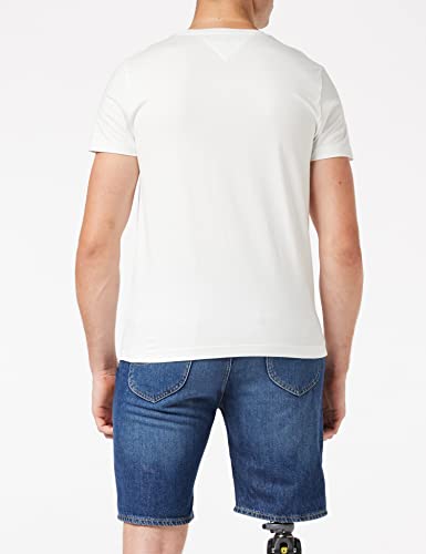 Tommy Hilfiger Logo T-Shirt Camiseta, Blanco (Snow White 118), L para Hombre