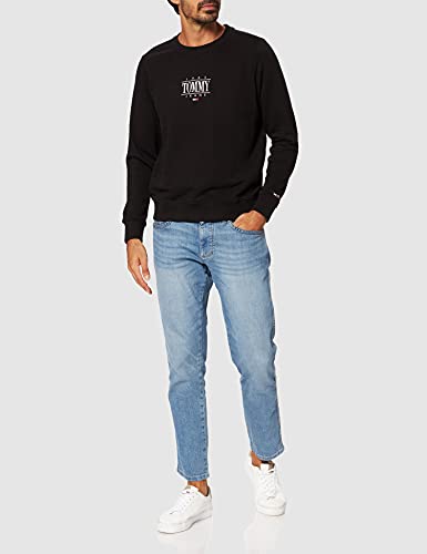 Tommy Jeans TJW REG Essential Logo 1 Crew Sudadera, Black, S para Mujer