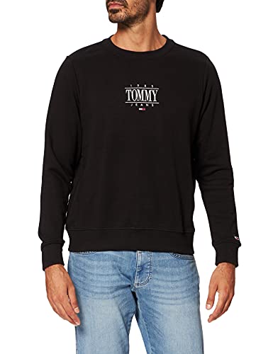 Tommy Jeans TJW REG Essential Logo 1 Crew Sudadera, Black, S para Mujer