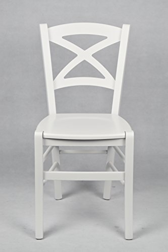 Tommychairs - Set 2 sillas Cross para Cocina y Comedor, Estructura en Madera de Haya barnizada Color Blanco y Asiento en Madera