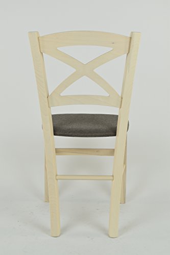 Tommychairs - Silla Cross para Cocina y Comedor, Estructura en Madera de Haya Color anilina Blanca y Asiento tapizado en Tejido Color corzo