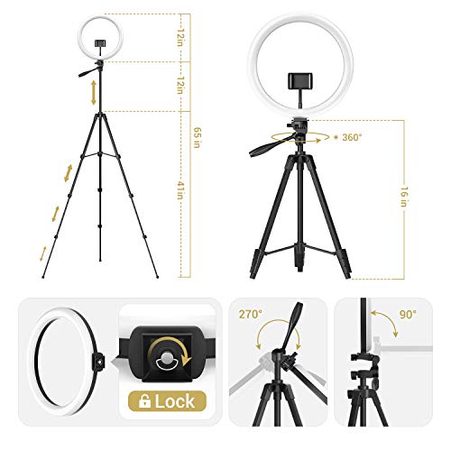 TONOR Anillo de luz Grande para Selfies de 12" con Soporte para teléfono, luz Circular LED con Obturador Bluetooth para Zoom TikTok Makeup Youtube Stream Meeting, Compatible con iOS/Android(TRL-20)