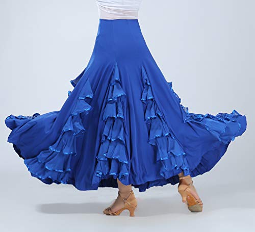 Tookang Flamenco Falda Grande del Columpio Vestido de Baile Moderno Tutu con Lentejuelas de Malla Baile de Salón