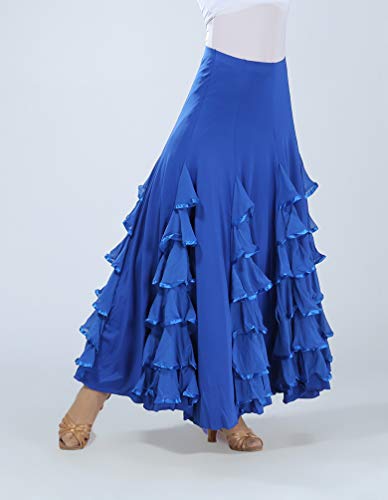 Tookang Flamenco Falda Grande del Columpio Vestido de Baile Moderno Tutu con Lentejuelas de Malla Baile de Salón