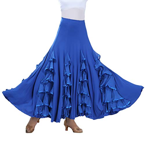 Tookang Flamenco Falda Grande del Columpio Vestido de Baile Moderno Tutu con Lentejuelas de Malla Baile de Salón