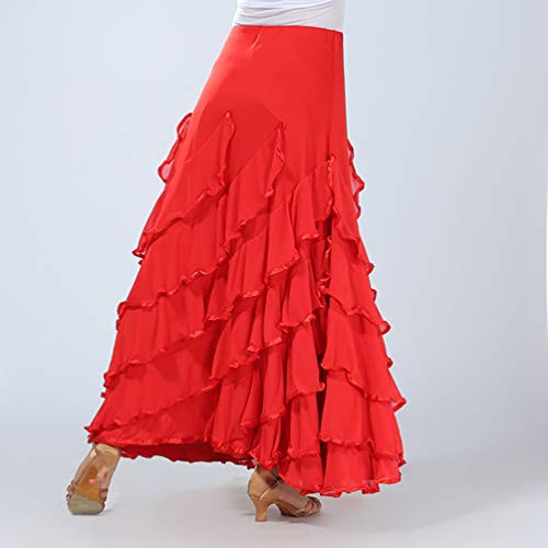 Tookang Traje de Baile Moderno Falda de Baile Flamenco de Mujer Vestido Baile Latino Salsa Flamenco