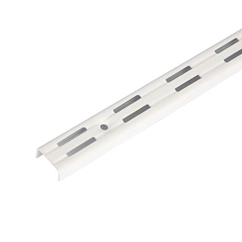 Toolerando Perfil cremallera perforación doble para escuadras de estante/Riel de pared para soportes de estantes, 2 ranuras - Longitud: 100 cm, blanco