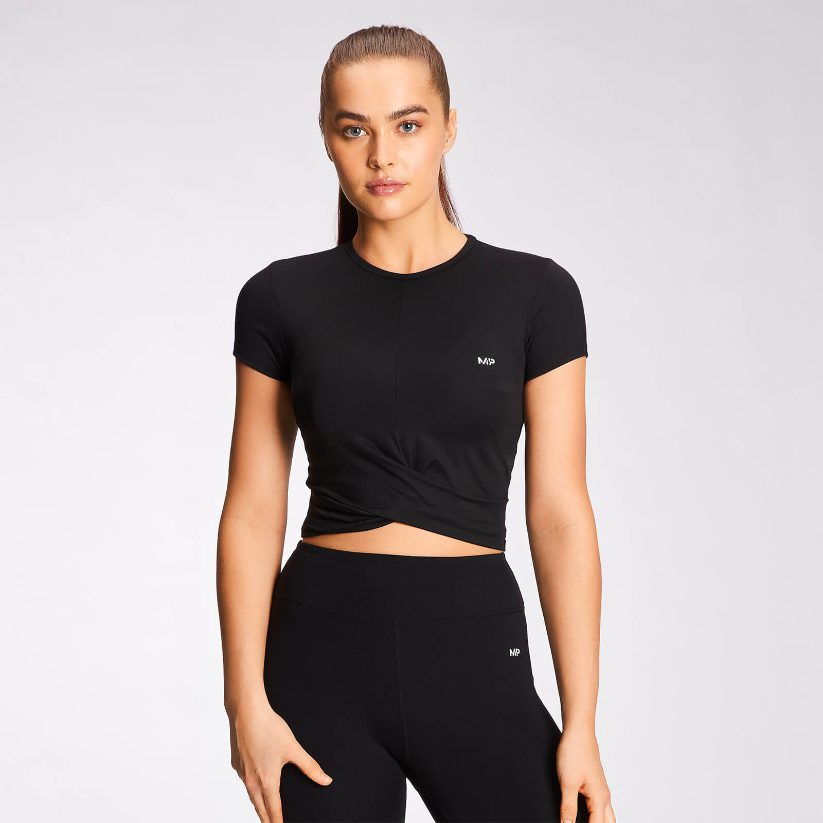 Top corto de manga corta Power para mujer de MP - Negro - XL