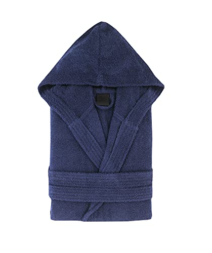 Top Towels - Albornoz Unisex - Albornoz de ducha para hombre o mujer - Albornoz con capucha - 100% Algodón-  500g/m2 - Albornoz de rizo, MARINO, S-XXL