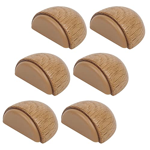 Topes para Puertas - Tope Puerta Adhesivo de Madera para Suelo (Roble Natural) – Autoadhesivo para Suelos Madera - Pack 6 unidades (Roble)