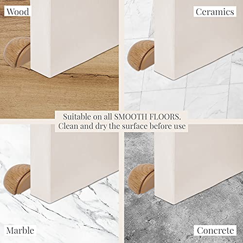 Topes para Puertas - Tope Puerta Adhesivo de Madera para Suelo (Roble Natural) – Autoadhesivo para Suelos Madera - Pack 6 unidades (Roble)