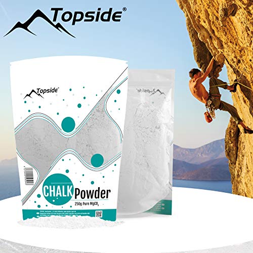 TOPSIDE Magnesio Puro en Polvo 250g para Escalada, Levantamiento de Pesas, Barras, Gimnasio, calistenia