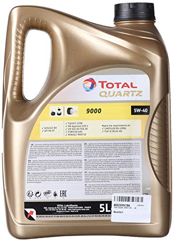 Total 148650 Quartz 9000 5W-40 Aceites de Motor para Coches, 5 litros