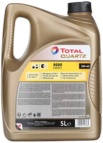 Total Aceite DE Motor Quartz 9000 Energy 5W40 5 litros