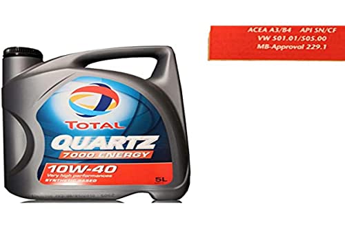 Total Quartz 7000 10W40 5 litros. Lubricante sintético desarrollado para Todo Tipo de Motores Gasolina o Diesel de vehículo Ligero en Todos los Tipos de conducción.