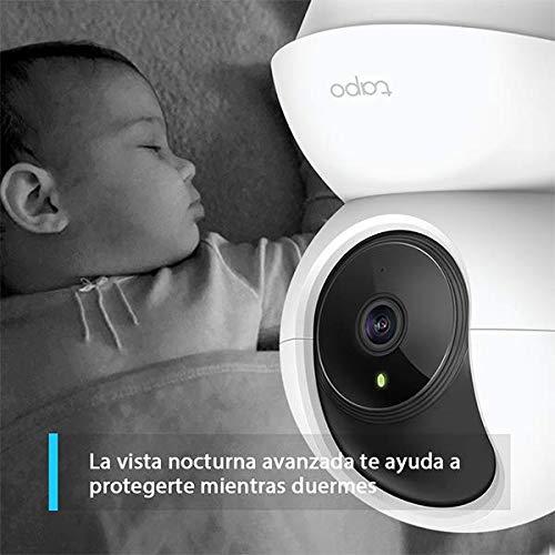 TP-Link TAPO C200 - Cámara IP WiFi 360°, Cámara de Vigilancia FHD 1080p, Visión nocturna, Admite tarjeta SD, Audio Doble Vía, Detección de movimiento, Control Remoto, Compatible con Alexa