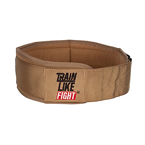 TRAINLIKEFIGHT - Cinturón Halterofilia - Cinturón para Entrenamiento Funcional, Levantamiento de Pesas, Fitness y Entrenamiento con Altas Cargas - Soporte Lumbar - Entry Coyote - M