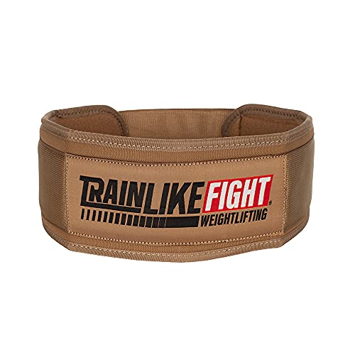 TRAINLIKEFIGHT - Cinturón Halterofilia - Cinturón para Entrenamiento Funcional, Levantamiento de Pesas, Fitness y Entrenamiento con Altas Cargas - Soporte Lumbar - Entry Coyote - M