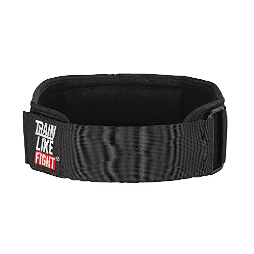 TRAINLIKEFIGHT - Cinturón Halterofilia - Cinturón para Entrenamiento Funcional, Levantamiento de Pesas, Fitness y Entrenamiento con Altas Cargas - Soporte Lumbar - Entry Black - L