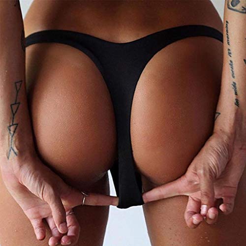 Traje de Baño Mujer 2019 SHOBDW Playa de Verano Sexy Bikini Tanga Mujer Color Sólido Bañador Shorts Bañadores de Mujer Sexy(Negro,L)