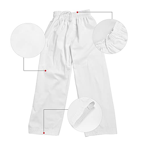 Traje de Karate Traje de Taekwondo Uniforme de algodón Completo Uniforme de Taekwondo Ropa Deportiva Traje de Karate para Adultos y niños(120-Cuello Rojo y Negro)