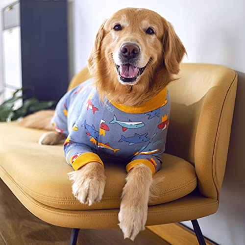 Traje de rehabilitación para Perros postoperatorios, Suave, de Manga Larga, alternativas cónicas, para Evitar Fugas, para Perros Grandes y medianos (6XL, tiburón)