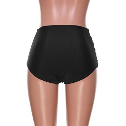 Trajes de baño Mujer SHOBDW Talle Alto Nadar Abajo Tanga Fruncido Tankini Pantalones Cortos De Chico Bragas Señoras Talla Extra Pantalones De Natacion Una Pieza Ropa de Playa Bañadores(Negro,L)