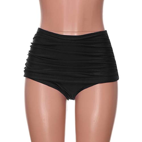 Trajes de baño Mujer SHOBDW Talle Alto Nadar Abajo Tanga Fruncido Tankini Pantalones Cortos De Chico Bragas Señoras Talla Extra Pantalones De Natacion Una Pieza Ropa de Playa Bañadores(Negro,L)